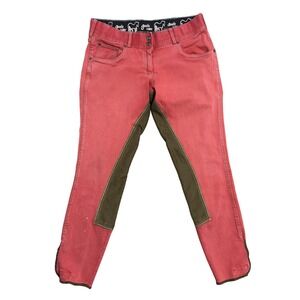 Goode Rider Jegging Pants Womens 34L Red Equestrian Riding Breeches Stretch